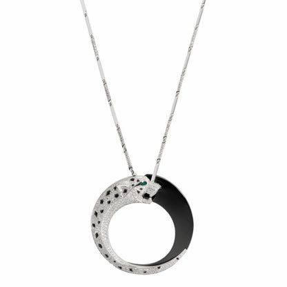 KDY-HP700855 double-headed mechanical leopard circle pendant necklace