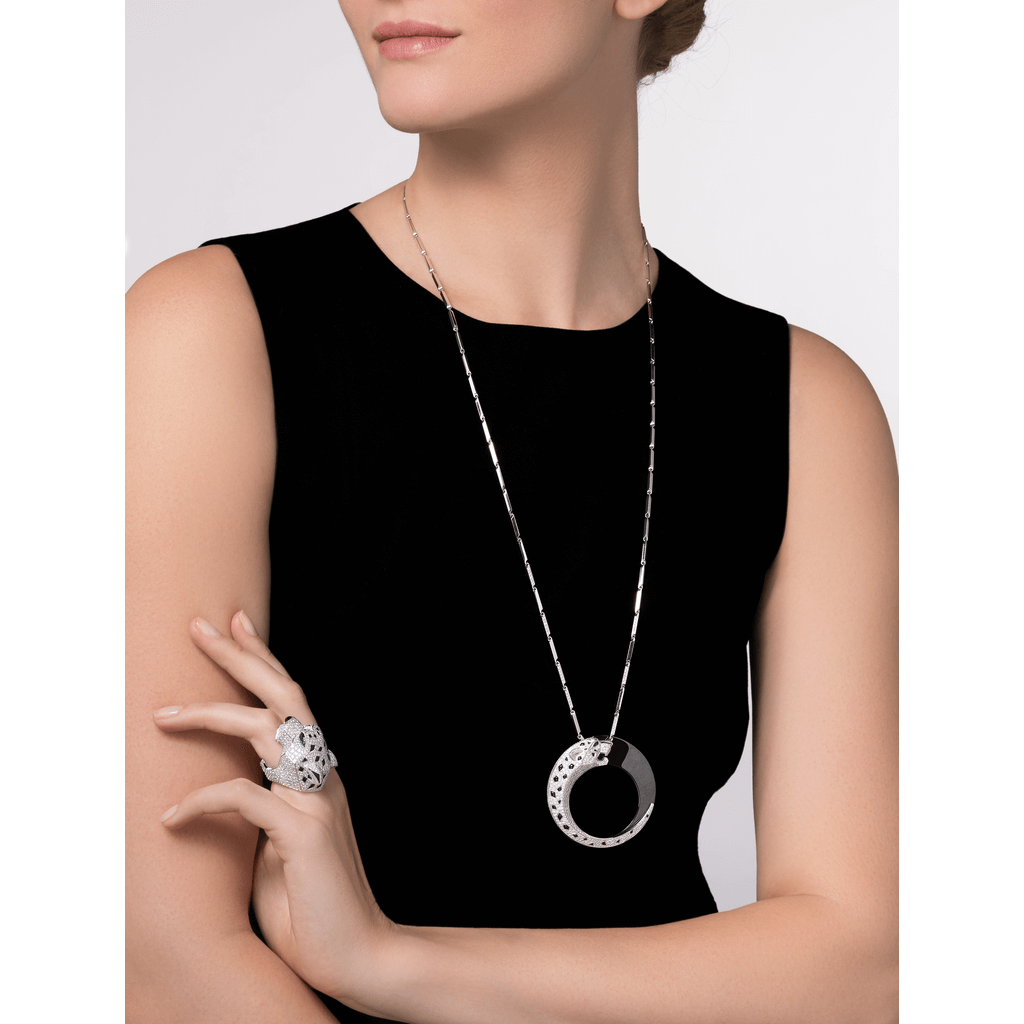 KDY-HP700855 double-headed mechanical leopard circle pendant necklace