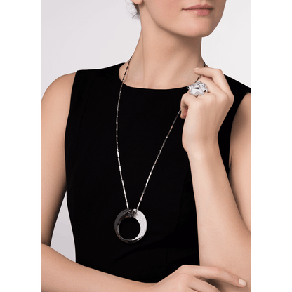 KDY-HP700855 double-headed mechanical leopard circle pendant necklace