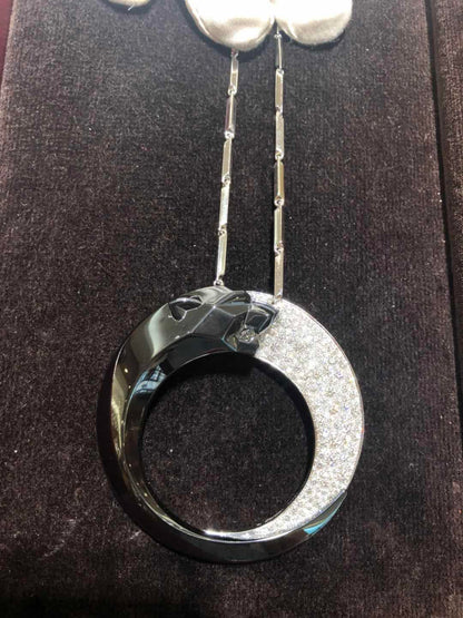 KDY-HP700855 double-headed mechanical leopard circle pendant necklace