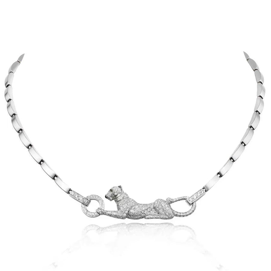 KDY-N7058600 sideways leopard straight chain necklace