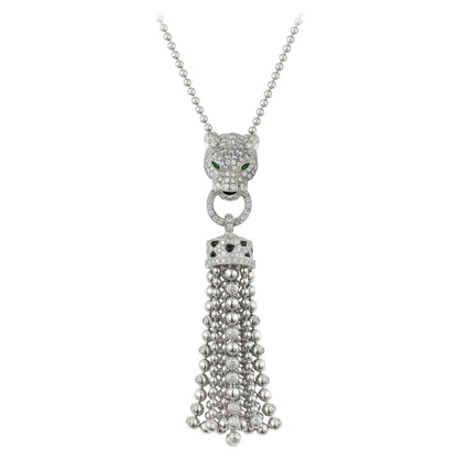 KDY-N7424212 leopard head bite circle tassel pendant