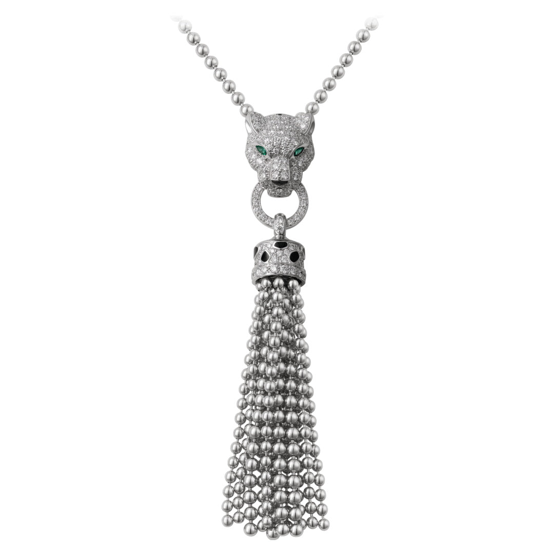 KDY-N7424122 leopard head bite circle tassel pendant