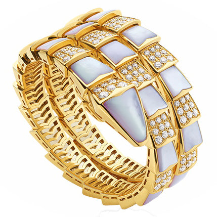 BGL-BR855296 snake half diamond half agate two circle bracelet