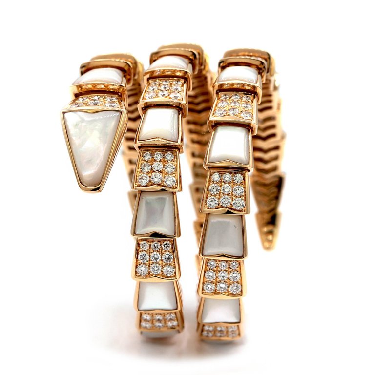 BGL-BR855296 snake half diamond half agate two circle bracelet