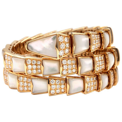 BGL-BR855296 snake half diamond half agate two circle bracelet