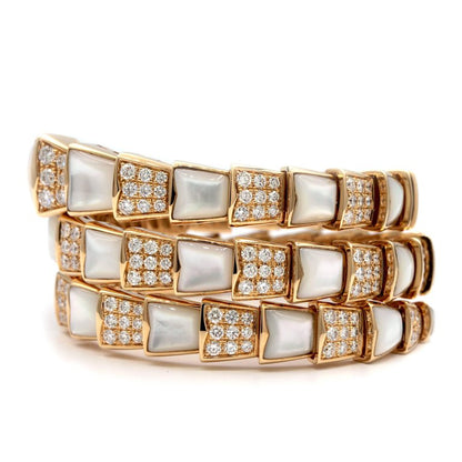BGL-BR855296 snake half diamond half agate two circle bracelet