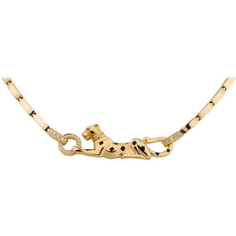 KDY-N7059200 sideways leopard straight chain necklace