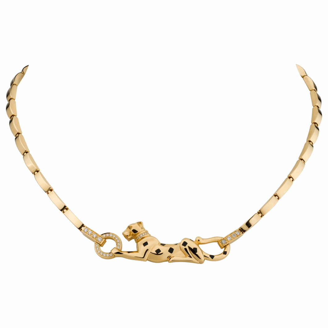 KDY-N7059200 sideways leopard straight chain necklace