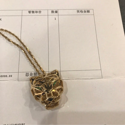 KDY-N7424210 front hollow mechanical leopard light gold pendant