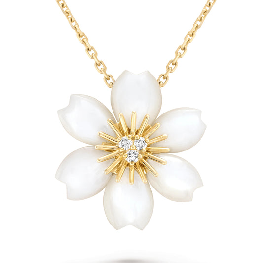 VCARP7T000 25mm Mini Ceramic Flower Bolt Chain Pendant