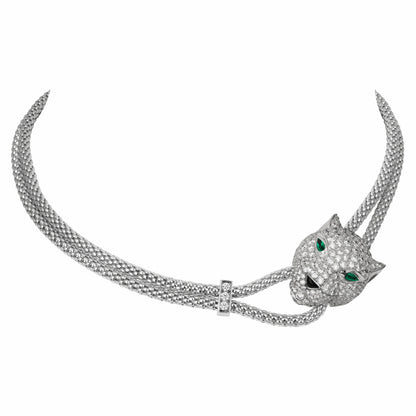 KDY-N7408238 leopard head bite round wire pendant necklace