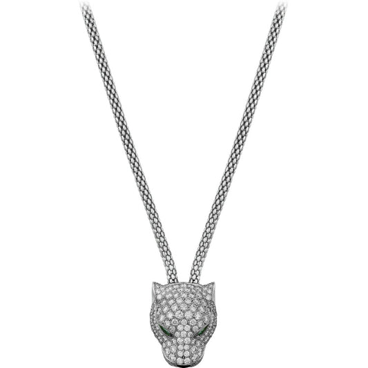 KDY-N7408238 leopard head bite round wire pendant necklace