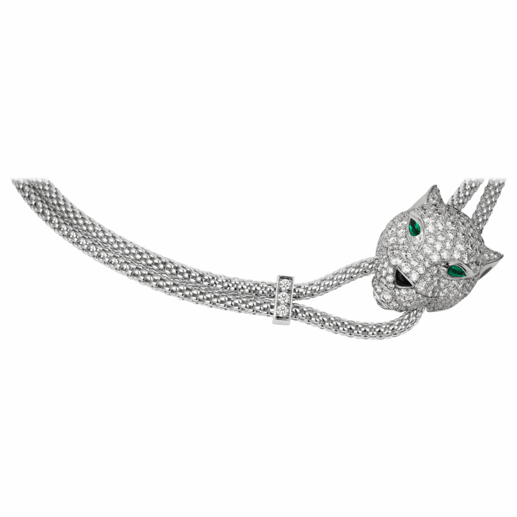 KDY-N7408238 leopard head bite round wire pendant necklace