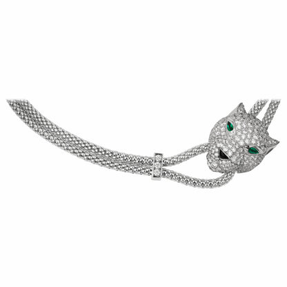 KDY-N7408238 leopard head bite round wire pendant necklace