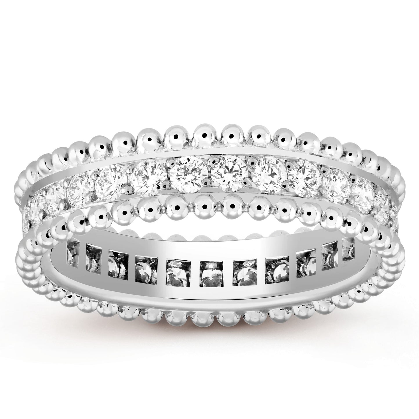 VCARN57000 5mm guest version bead edge single row diamond ring 10#