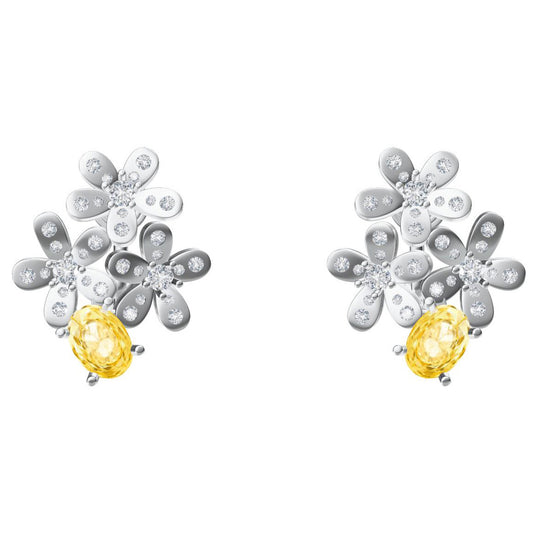 VCARB14300 egg-shaped stone flower ear clip