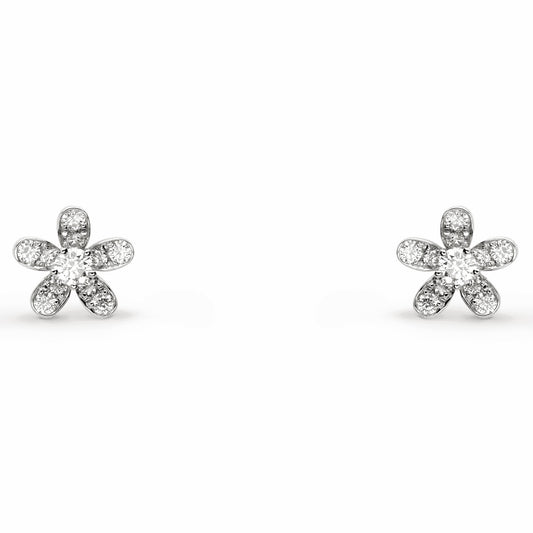VCARG44100 full diamond five-petal flower earrings