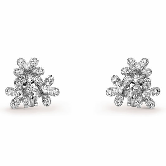 VCARB14300 full diamond 3-flower and five-petal flower ear clip (guest version)