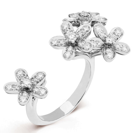 VCARB14500 official version full diamond five-petal flower 4-flower finger ring 11.5#