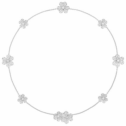 VCA2234803三叶草满钻9花项链（链长420mm）