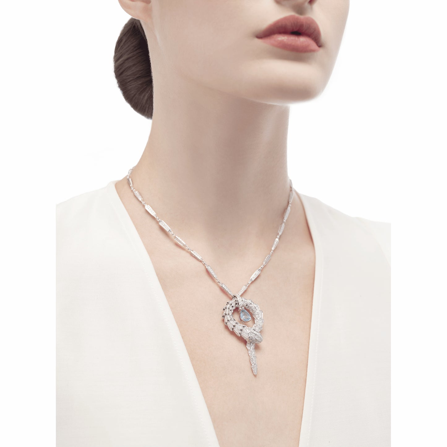 BGL-354086-CL857904 Snake roll full diamond colorful treasure necklace