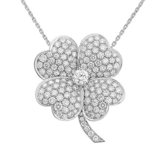 VCARO68I00 30.8mm large four-leaf clover diamond pendant brooch