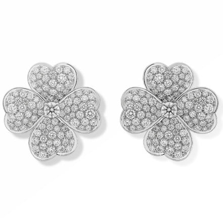 VCARO68G00 28mm large diamond four-leaf clover ear clip