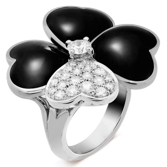 VCARO5RA00 24.8mm large agate diamond four-leaf clover ring 12.5#