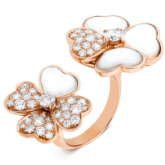 VCARO55100 double flower four-leaf clover open ring 14#