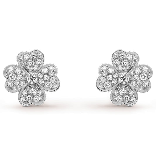 VCARO68N00 18mm small diamond four-leaf clover ear clip