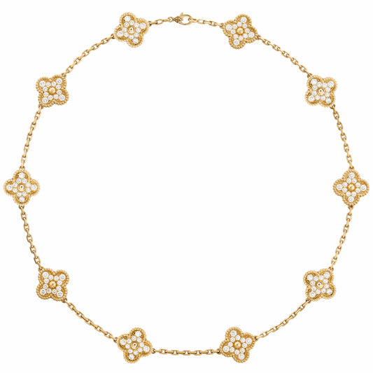 VCARA42300 9mm customer version full diamond four-leaf clover 10 flower necklace