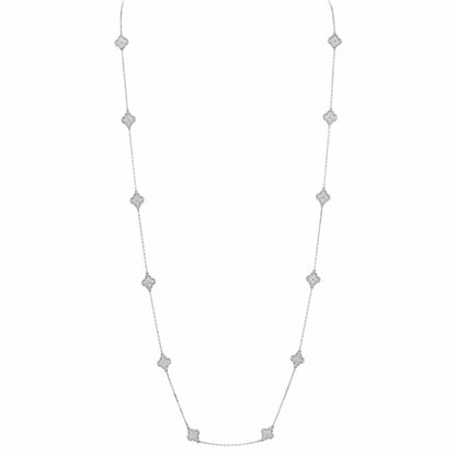 VCARO85A00 8mm满钻光珠四叶草16花项链