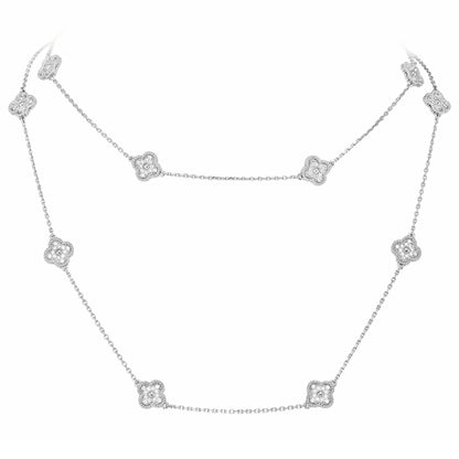 VCARO85A00 8mm满钻光珠四叶草16花项链