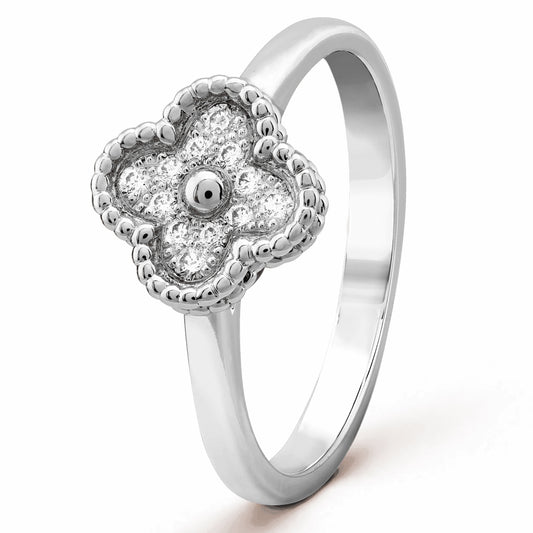 VCARO85800 9mm guest version light pearl four-leaf clover ring 13.5#