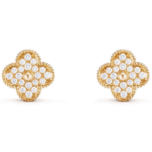 VCARA43500 20mm middle light pearl four-leaf clover ear clip