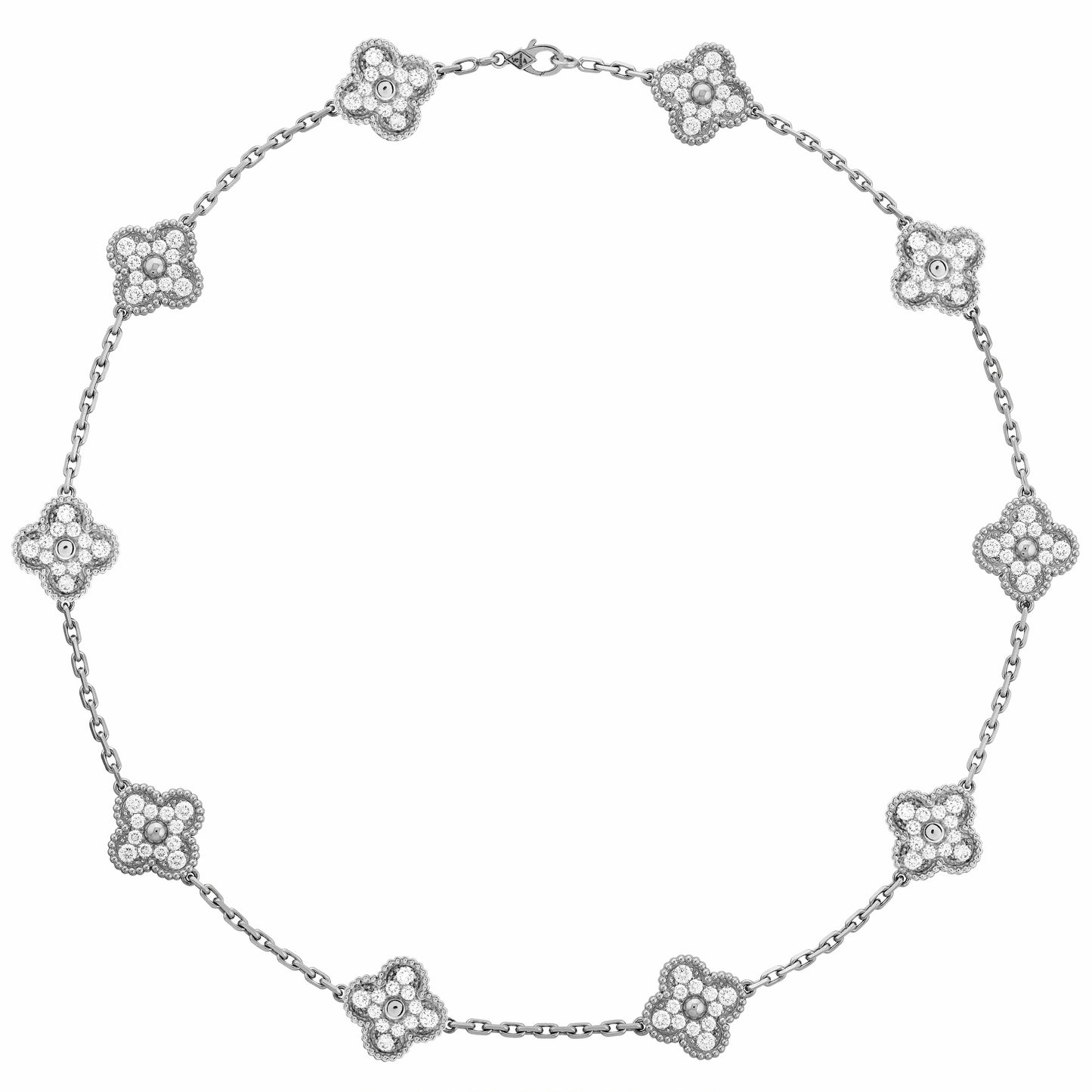 VCARA42400 约15mm中间光珠四叶草10花项链