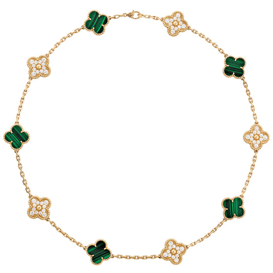 VCARO9J400 15mm agate pearl four-leaf clover 10 flower necklace