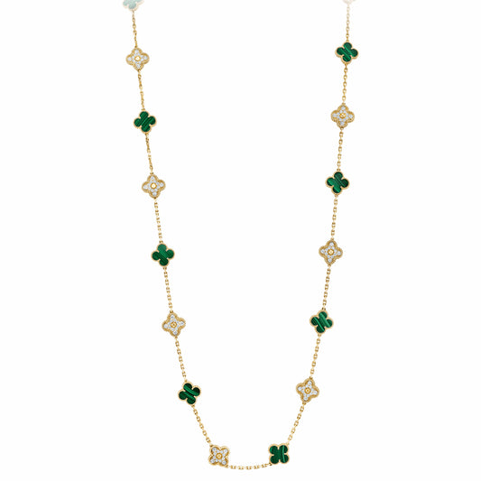 VCARO7GP00 15mm agate pearl four-leaf clover 20 flower necklace