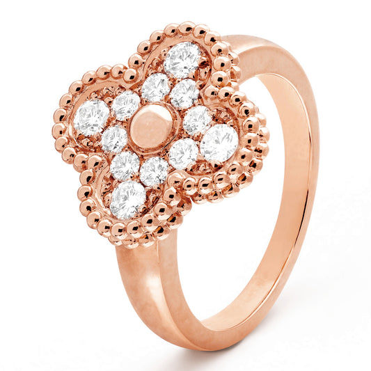 VCARP2R400 15mm light pearl four-leaf clover ring