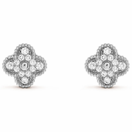 VCARA44600 15mm medium guest version glossy pearl four-leaf clover ear clip