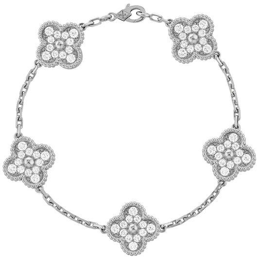 VCARA41500 15mm light pearl four-leaf clover 5-flower bracelet