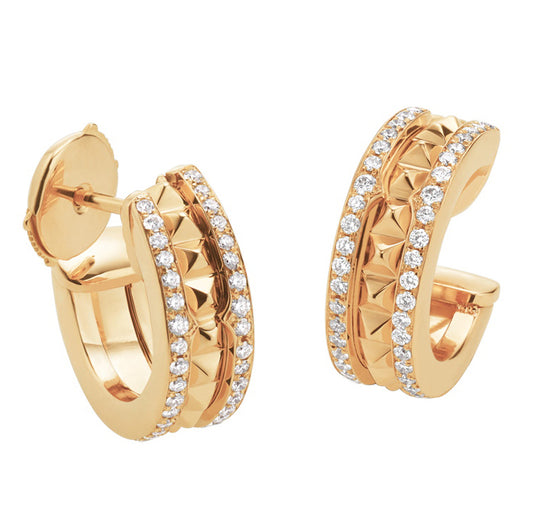 BGL-357918 rivet chain edge diamond earrings-no top piece