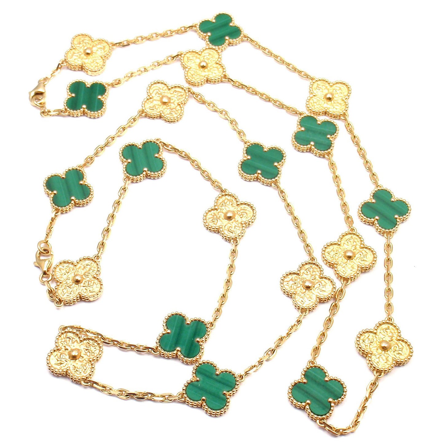 VCA2093705 15mm guest version pleated + agate four-leaf clover 20 flower necklace