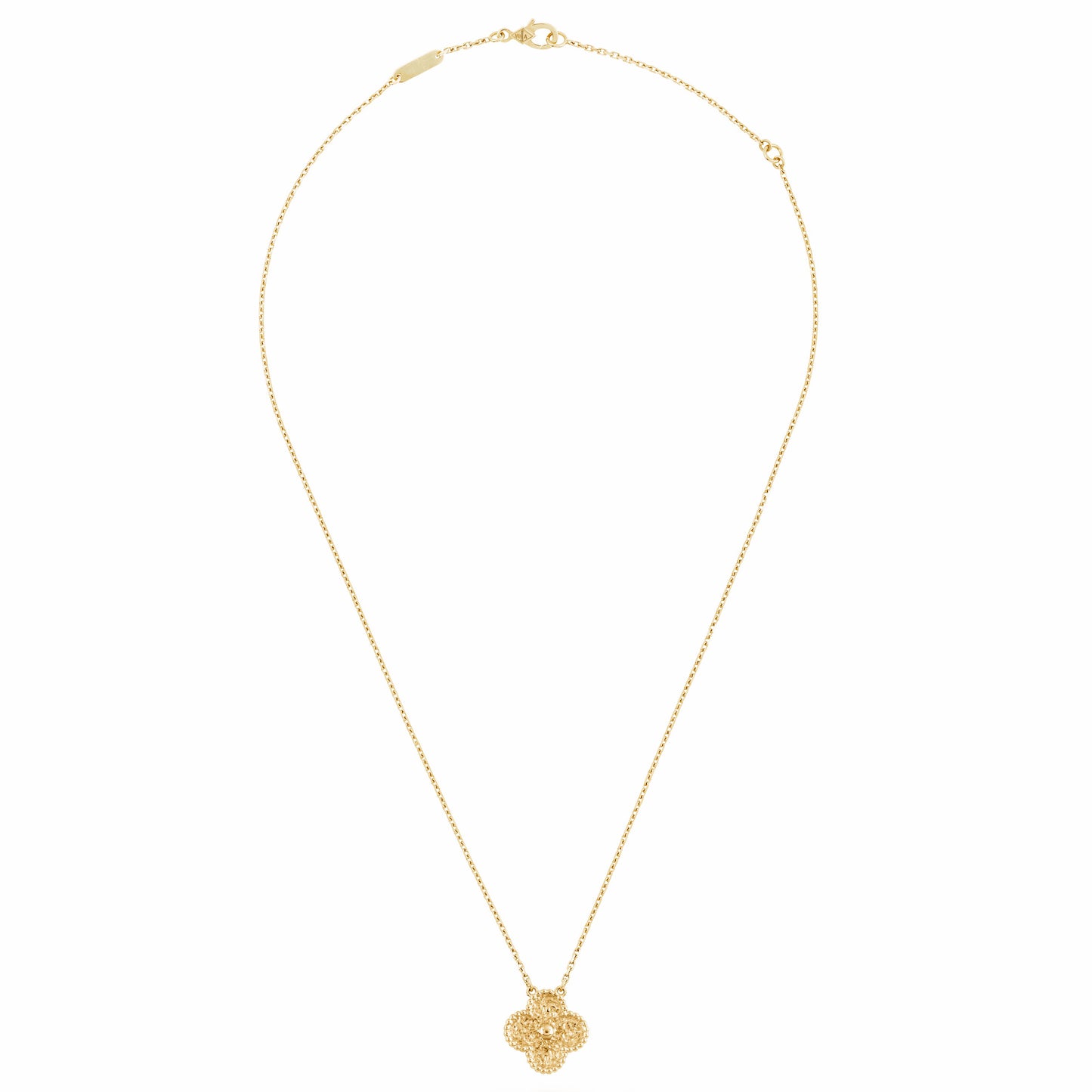 VCARO1IF00 20mm pleated four-leaf clover tethered chain pendant