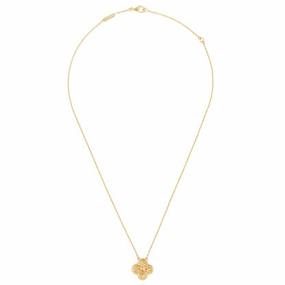 VCARO1IF00 20mm pleated four-leaf clover tethered chain pendant
