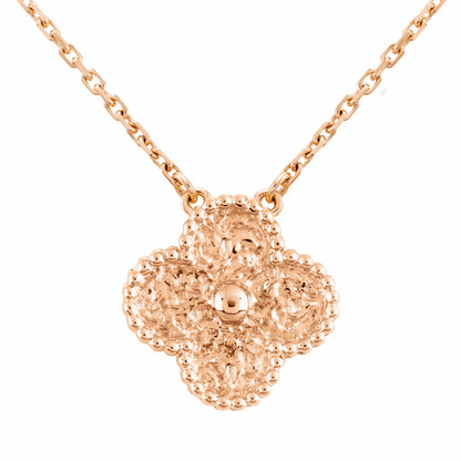 VCARN9ZS00 14.8mm guest version wrinkled four-leaf clover tethered chain pendant