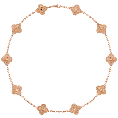 VCARN9T100 15mm guest version wrinkled four-leaf clover 10 flower necklace
