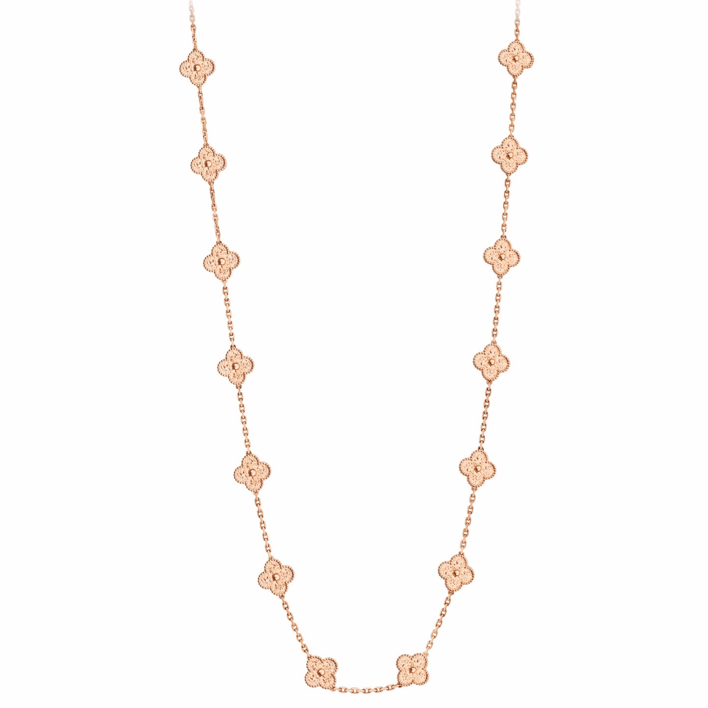 VCARN9T000 15mm guest version wrinkled four-leaf clover 20 flower necklace