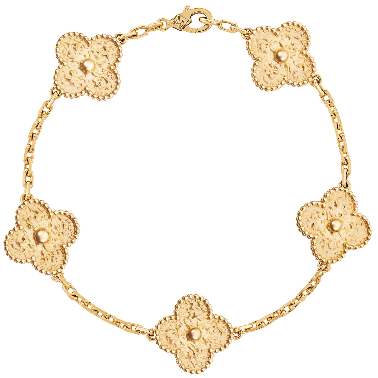VCARN9T300 15mm guest version wrinkled four-leaf clover 5-flower bracelet
